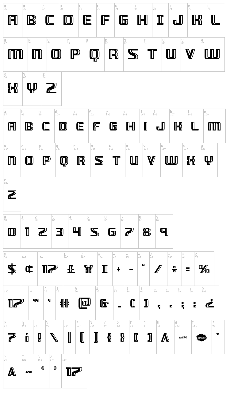 Grease Gun font map