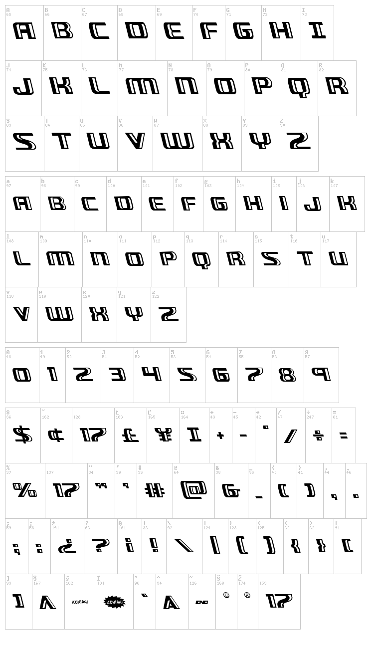 Grease Gun font map
