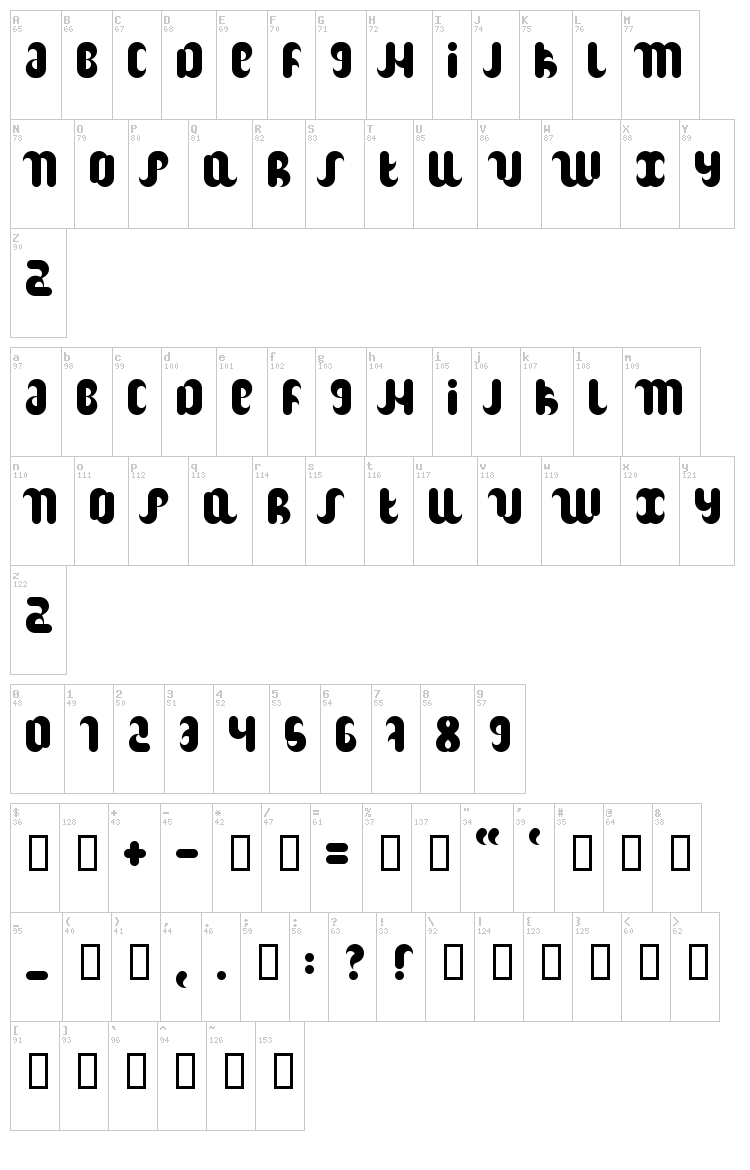 Hitch font map
