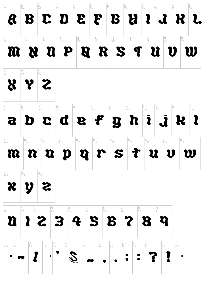 Hot Chocolate G font map