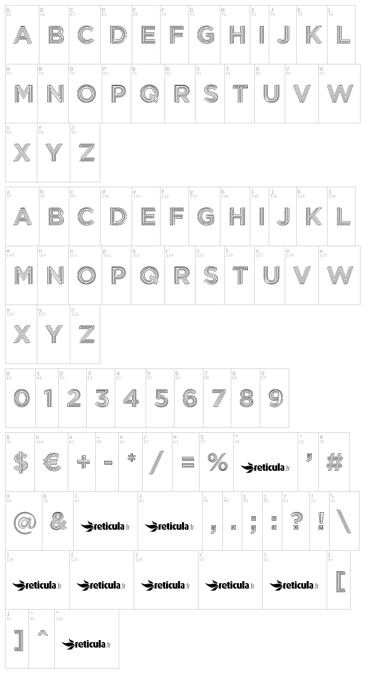 Inception font map