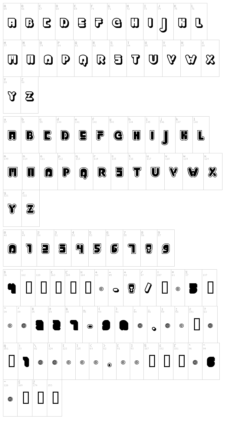 Jabbie Junior font map