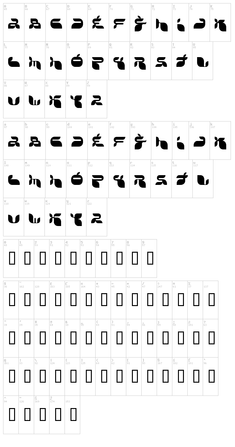 Jack Frost font map