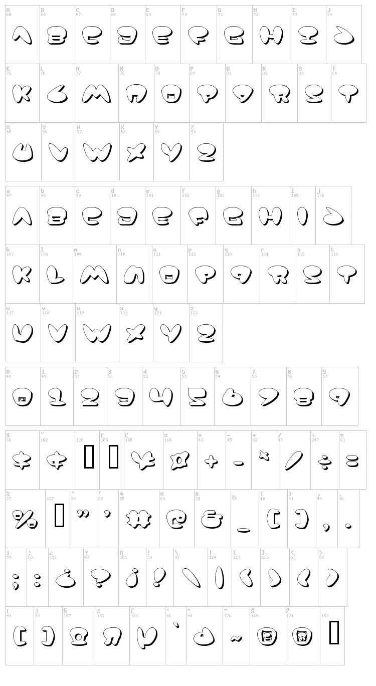 Jackson font map