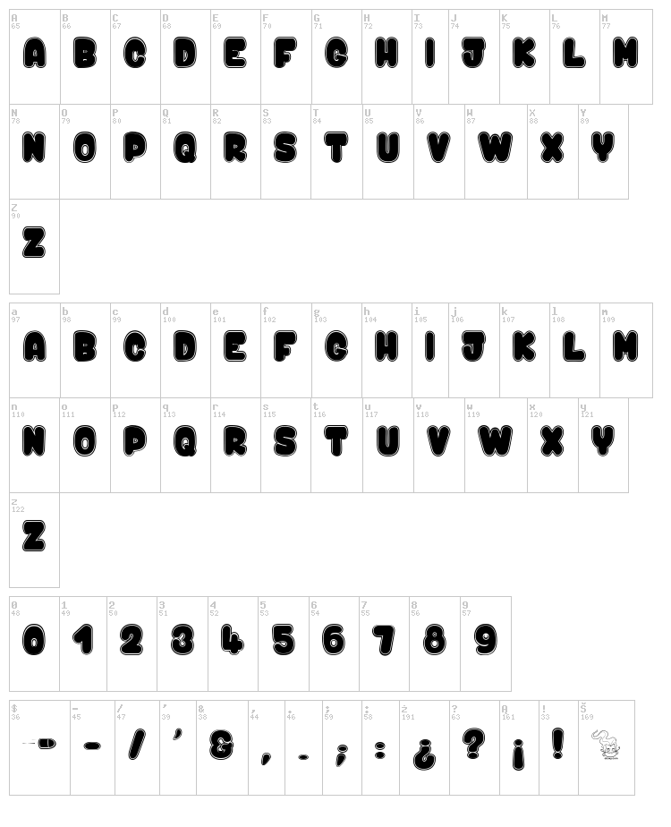 Kaboom & Bang font map