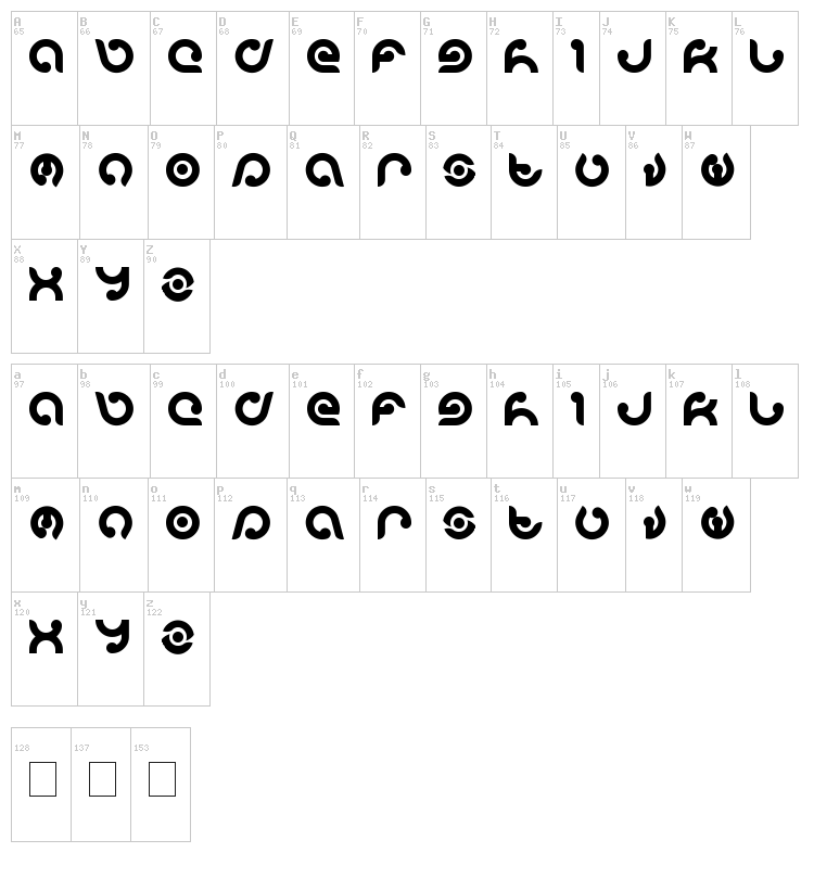 Kioshima font map