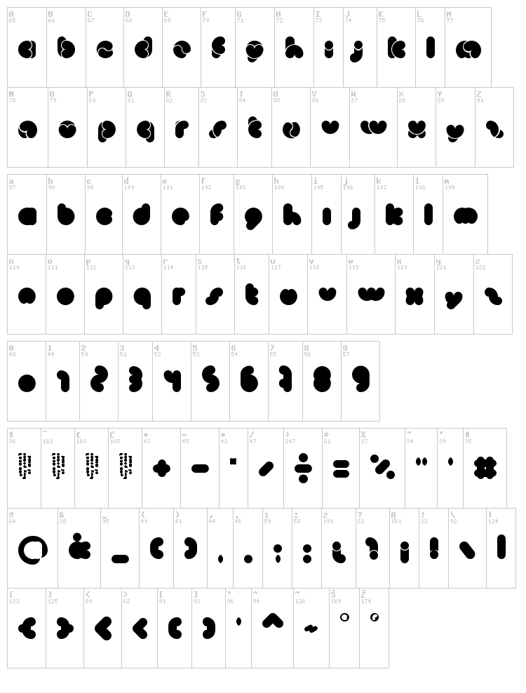 Monkey Love font map