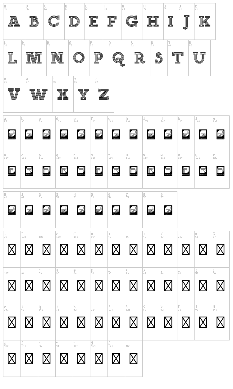 Neon Serif font map