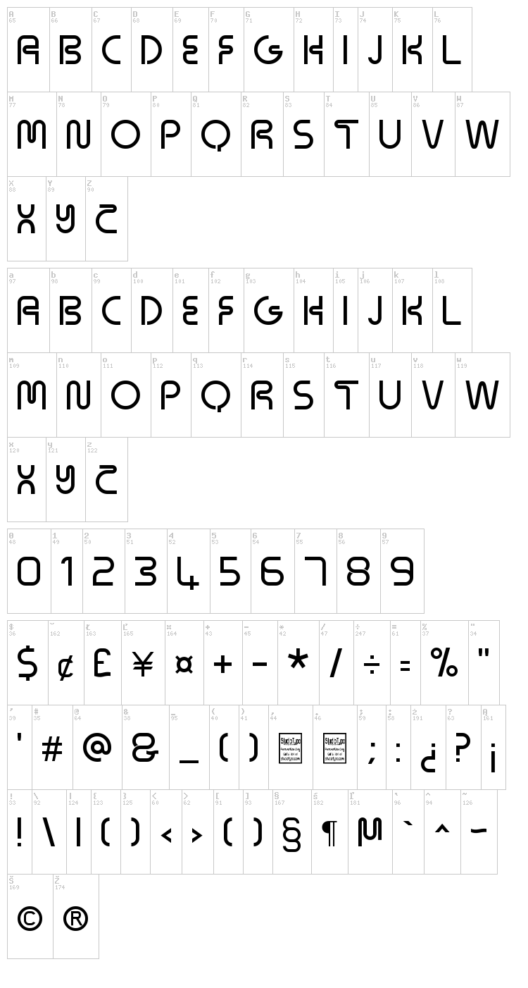 Neons font map
