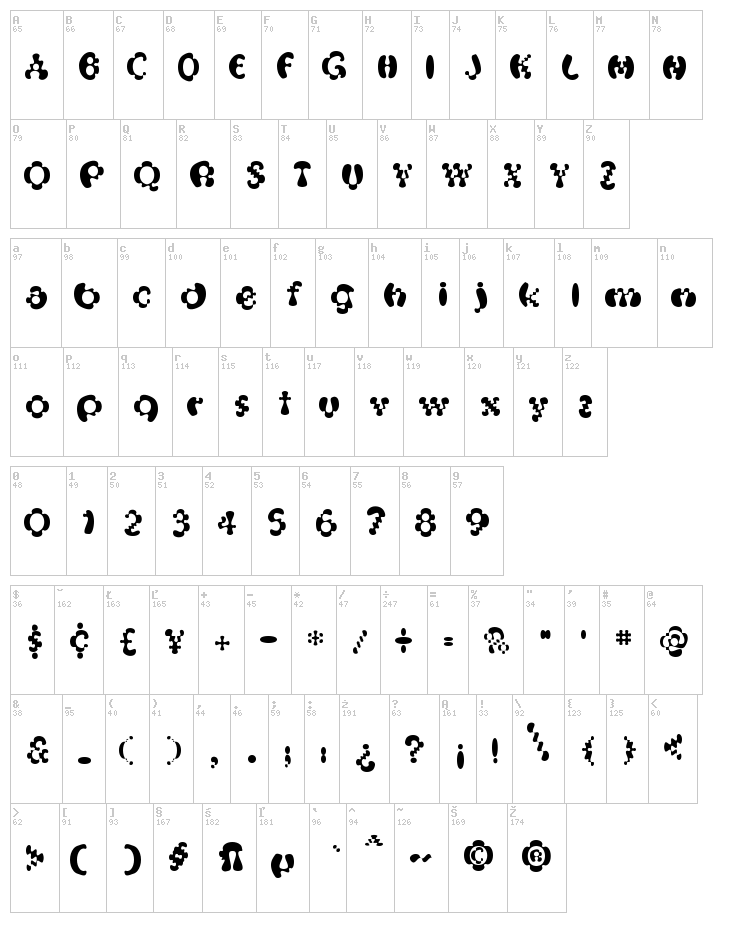 Oak Magic Mushroom font map