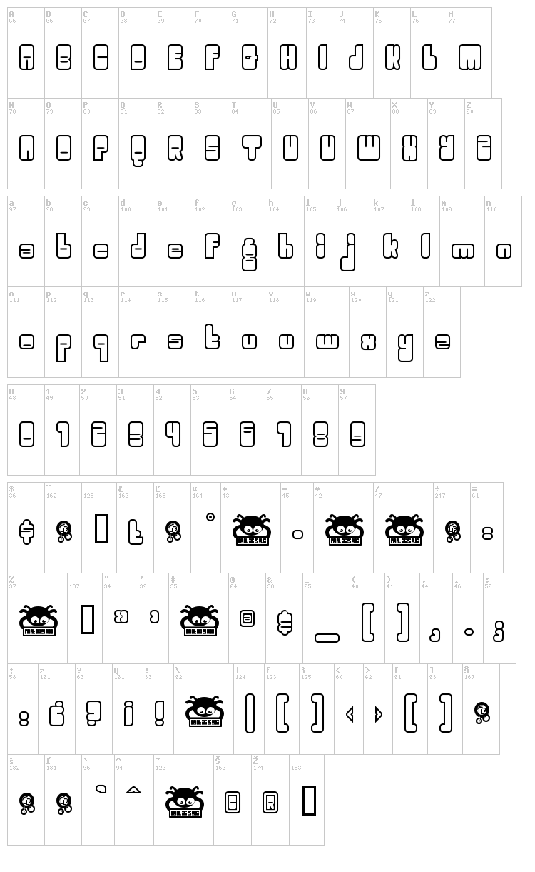 Oggle font map