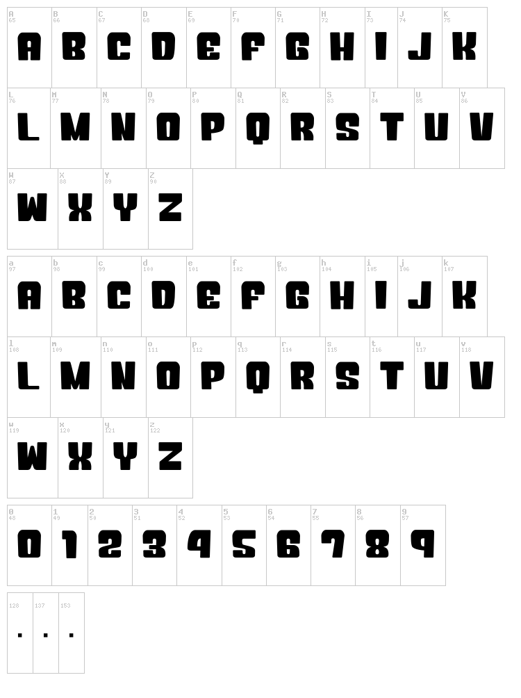 Okuba Cloud G font map
