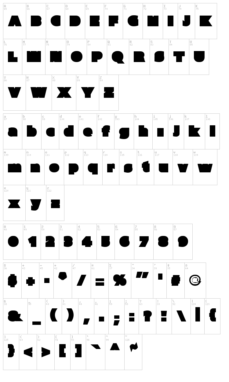 Parafuse font map
