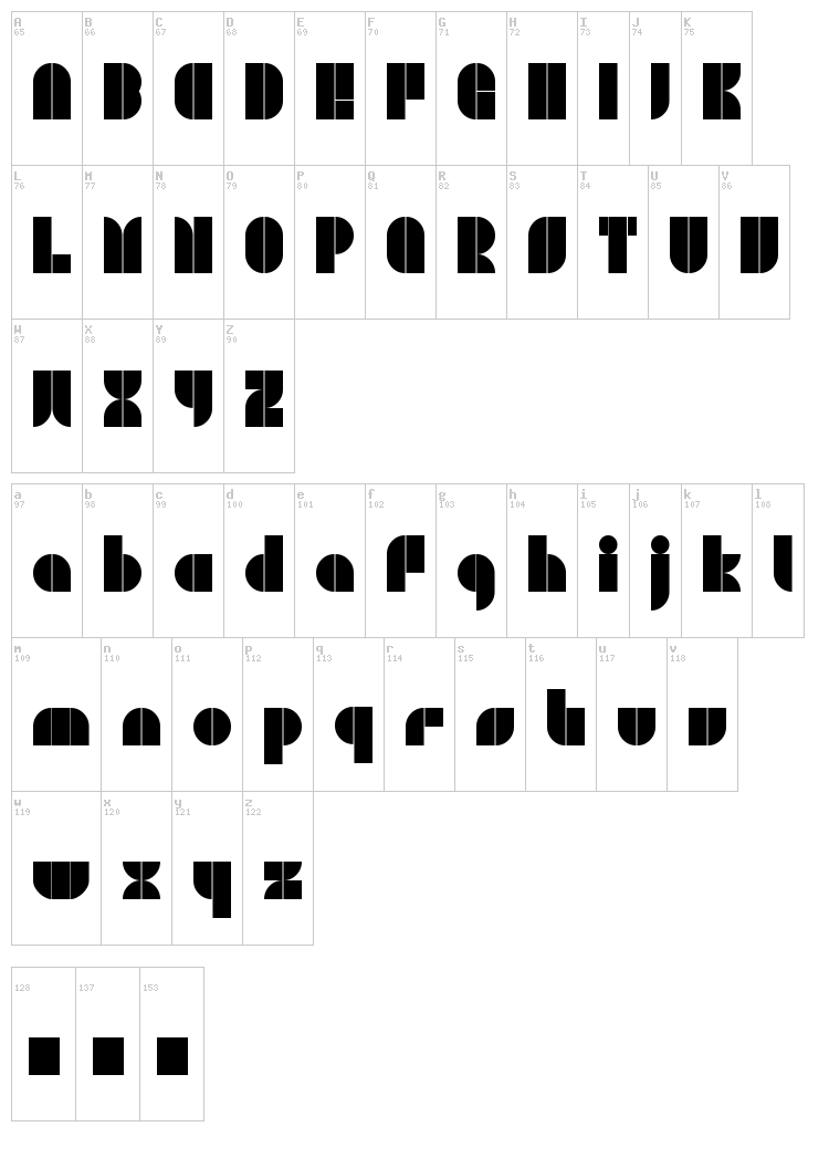 Plaster Caster font map