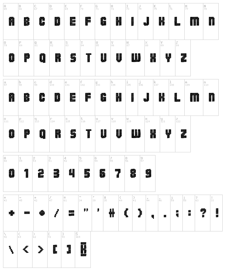 Pointer Sisters font map