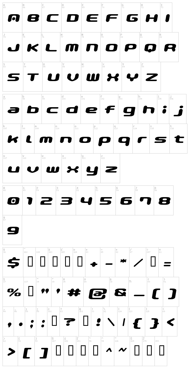 Pop Magic font map
