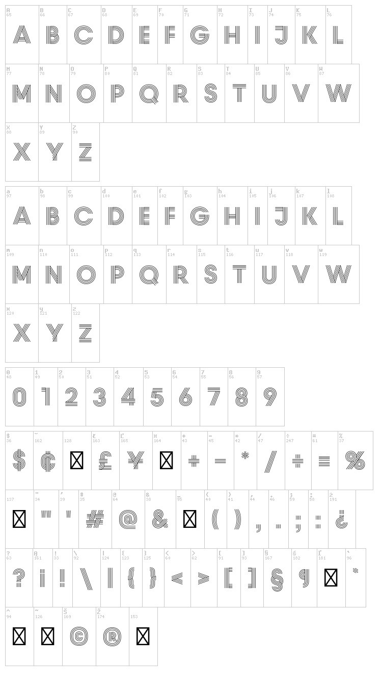 Prism font map