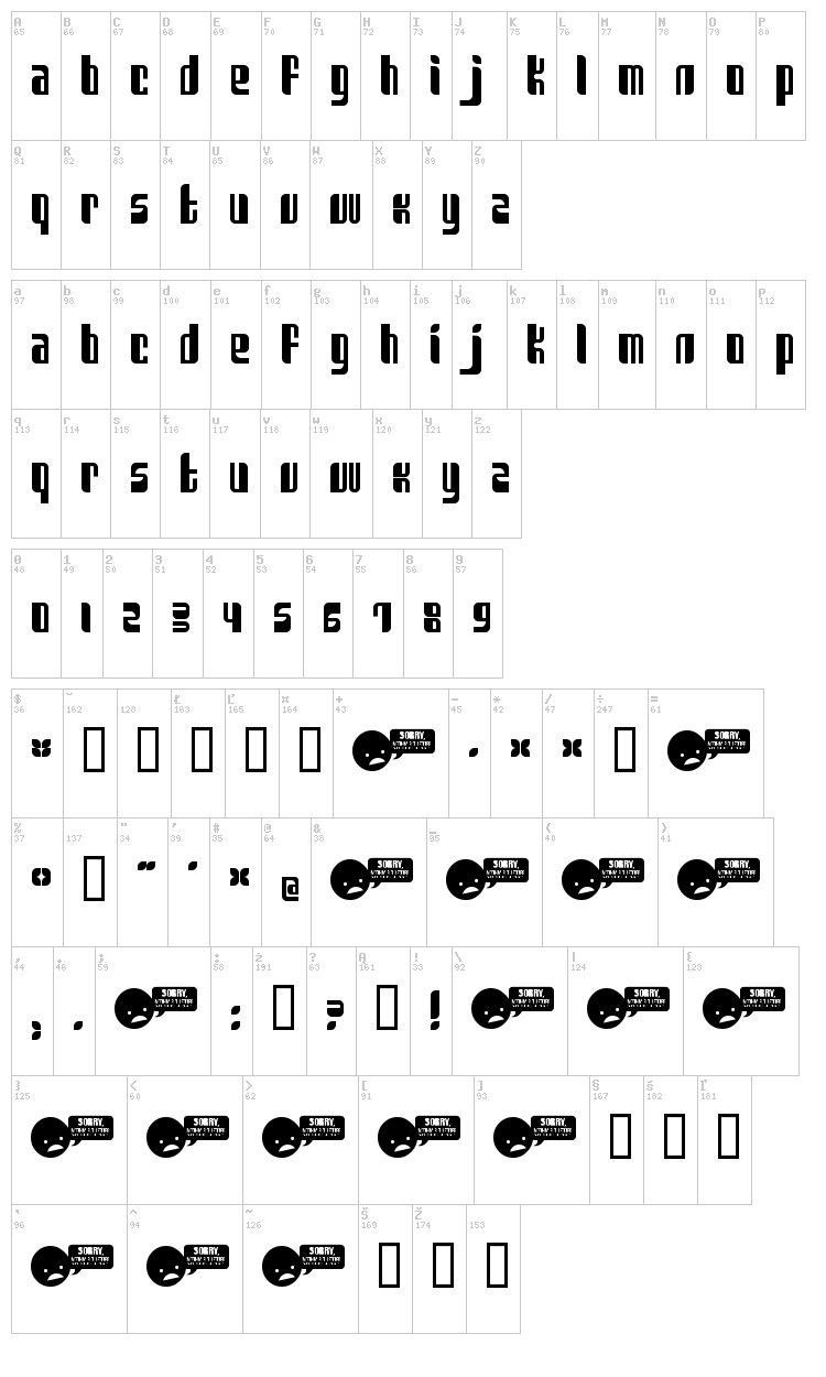 Sanka font map