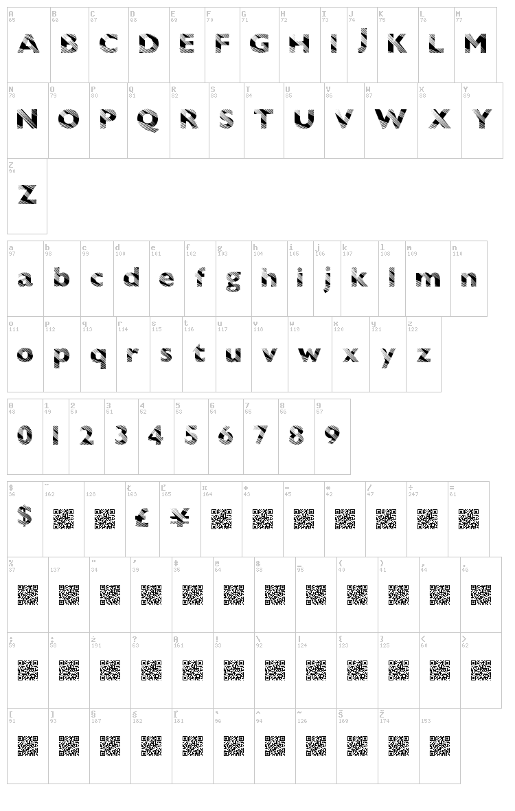 Sunrise Disco font map