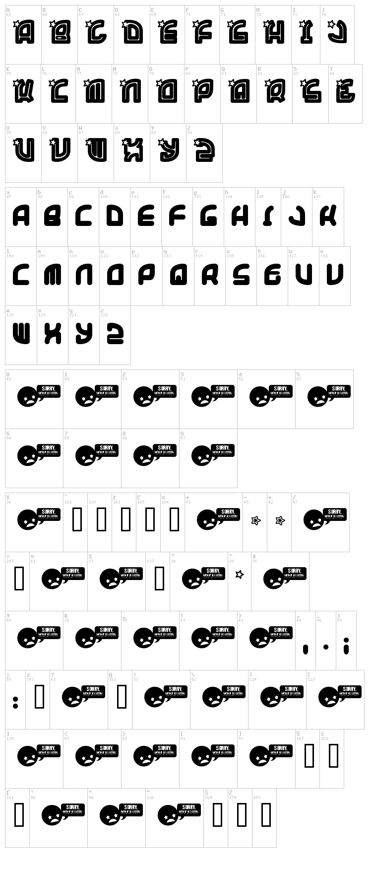 Super Trooper font map