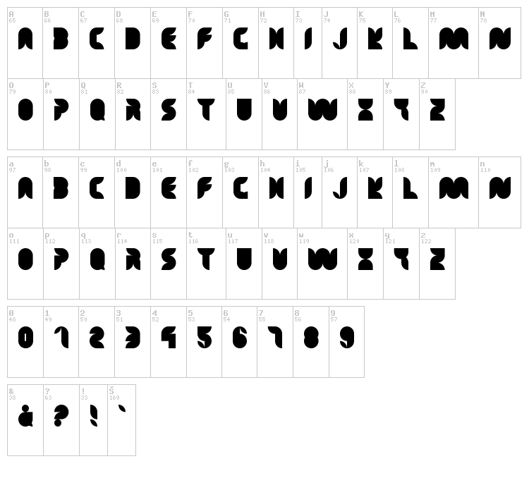 Tea Leaf Caps font map