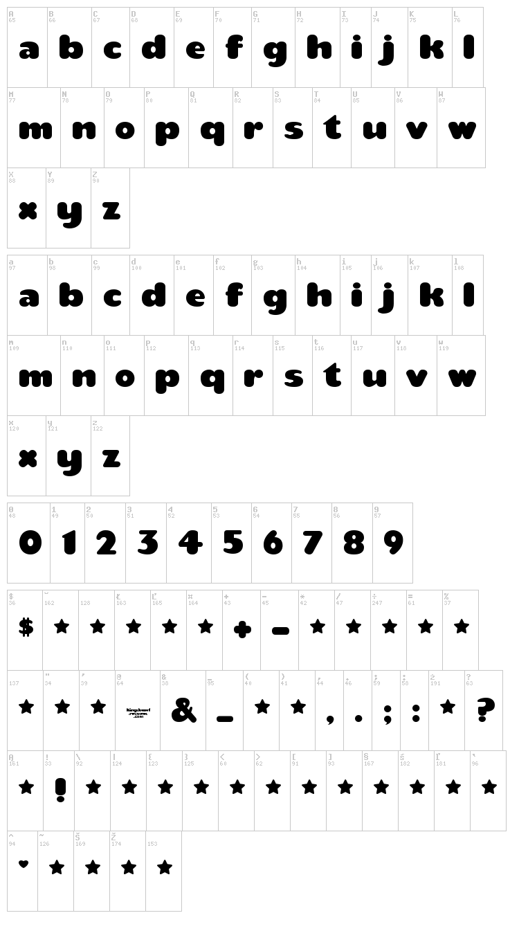 Teaspoon font map