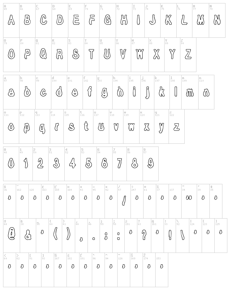 Tioem Open font map