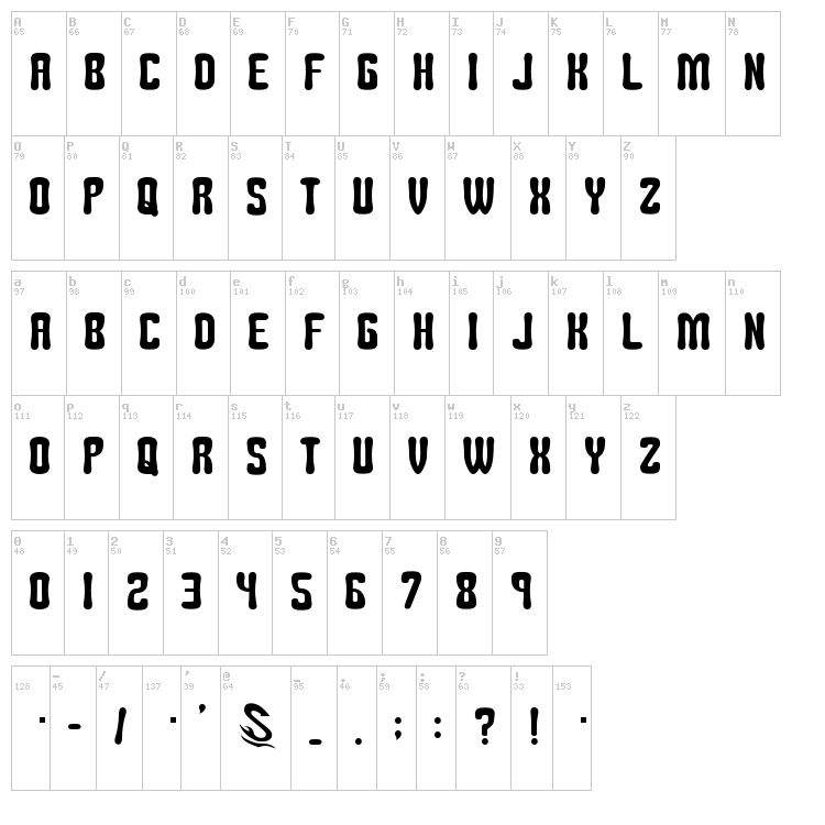Tomipop G font map
