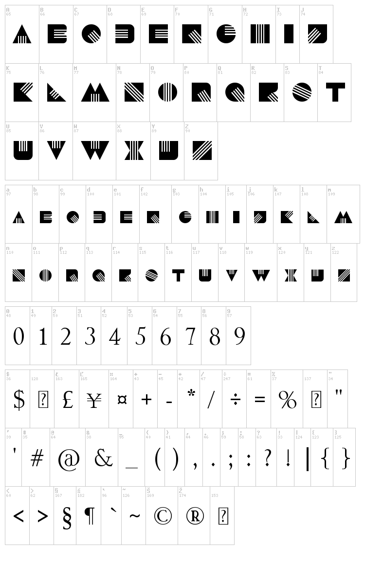 Vuur font map