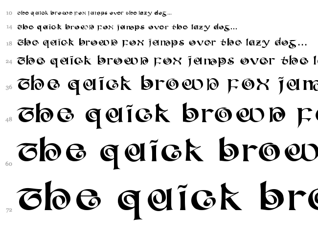 Coiled Uncial font waterfall