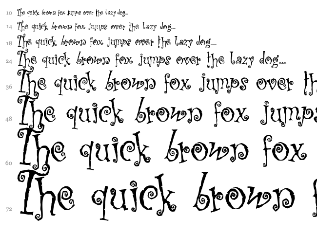 Corps Script font waterfall