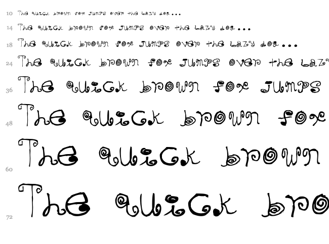 Crazy Curlz font waterfall