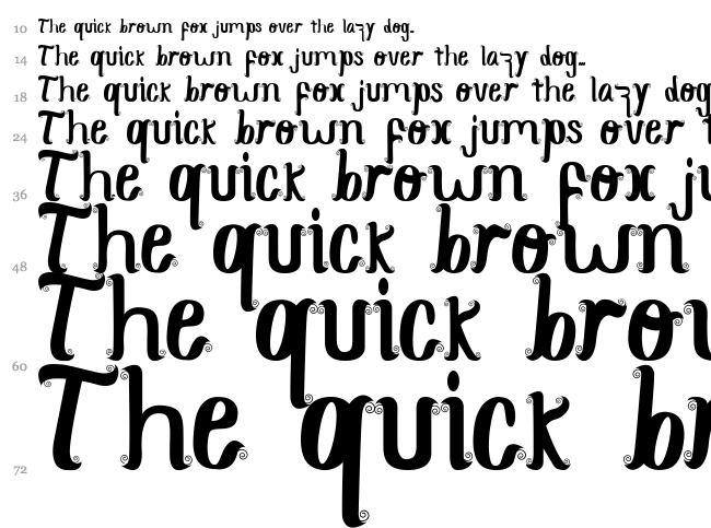 Curly Simple Perfect font waterfall