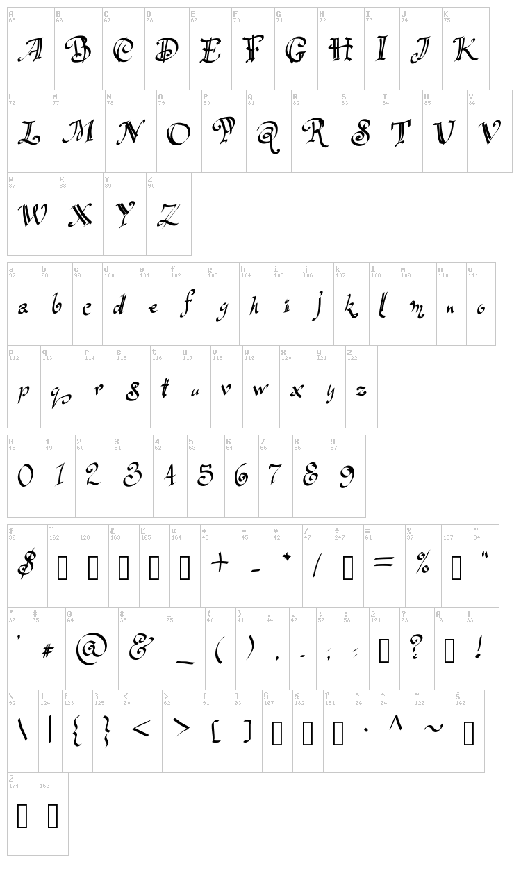 Flocked 2 font map