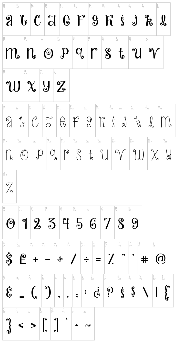 Janda Hide And Seek font map