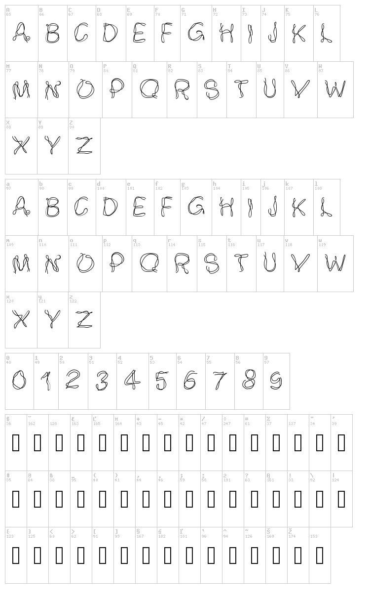 PW Smokey font map