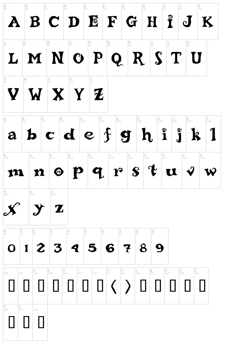 Rebucked font map