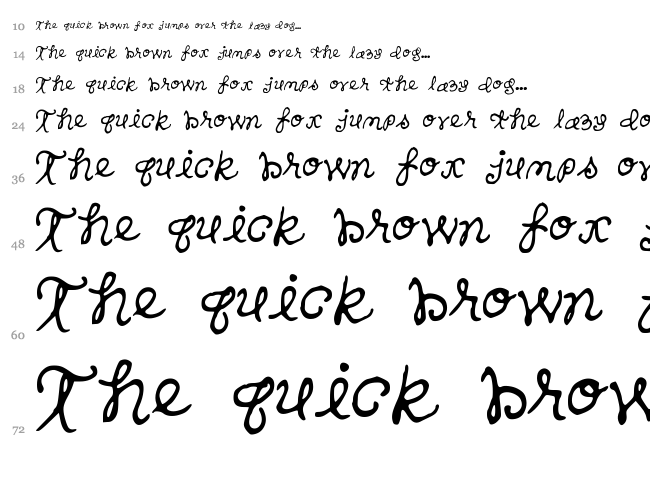 Sanders Hand font waterfall