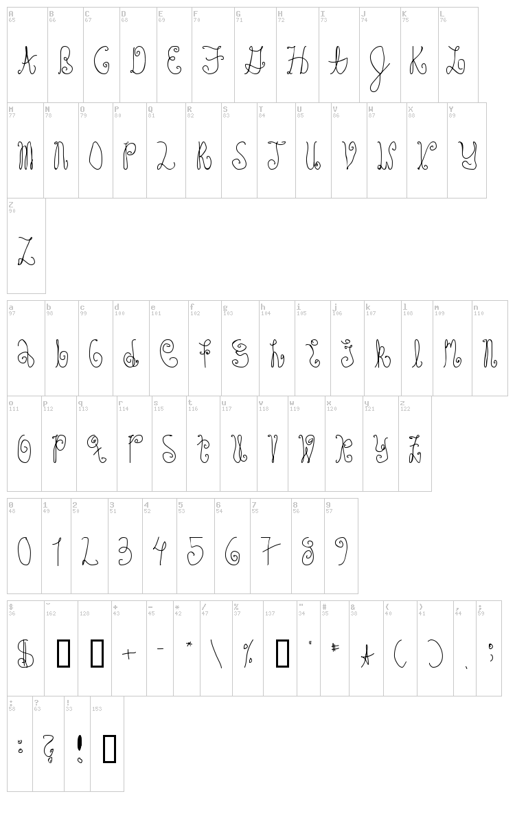 Schosszeit 1 font map
