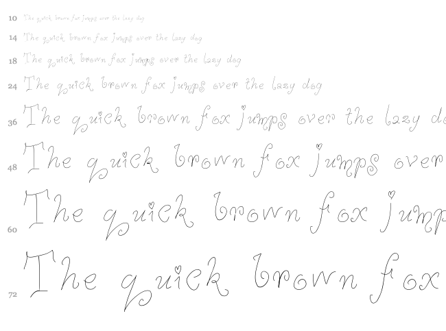 Whimsy Wischy font waterfall