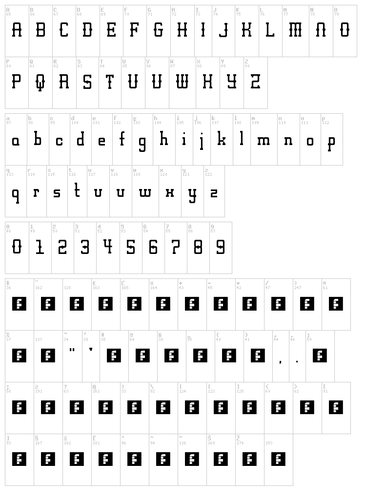 Alt West font map