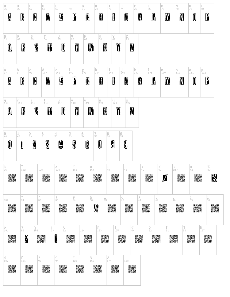 Band Stand font map