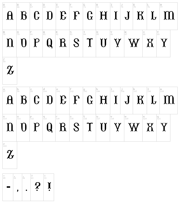 Beans font map