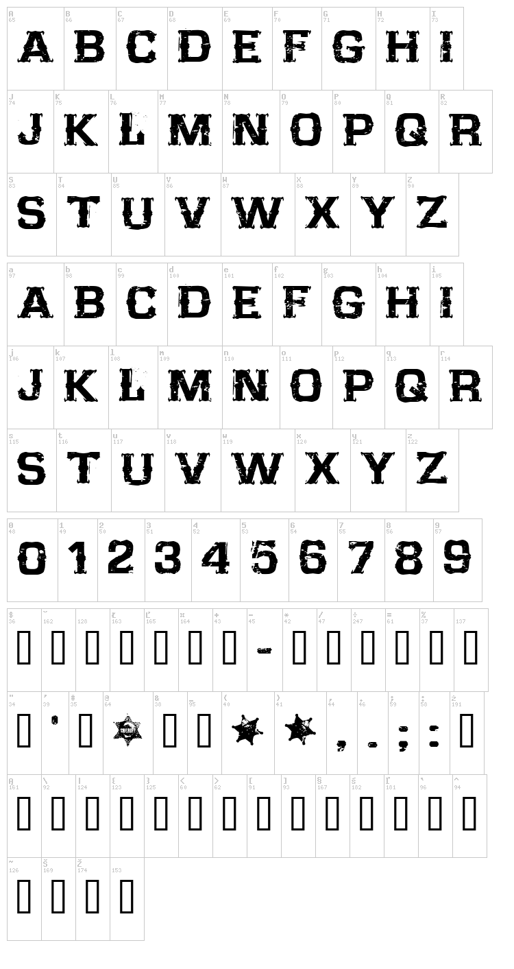 CF Far West font map