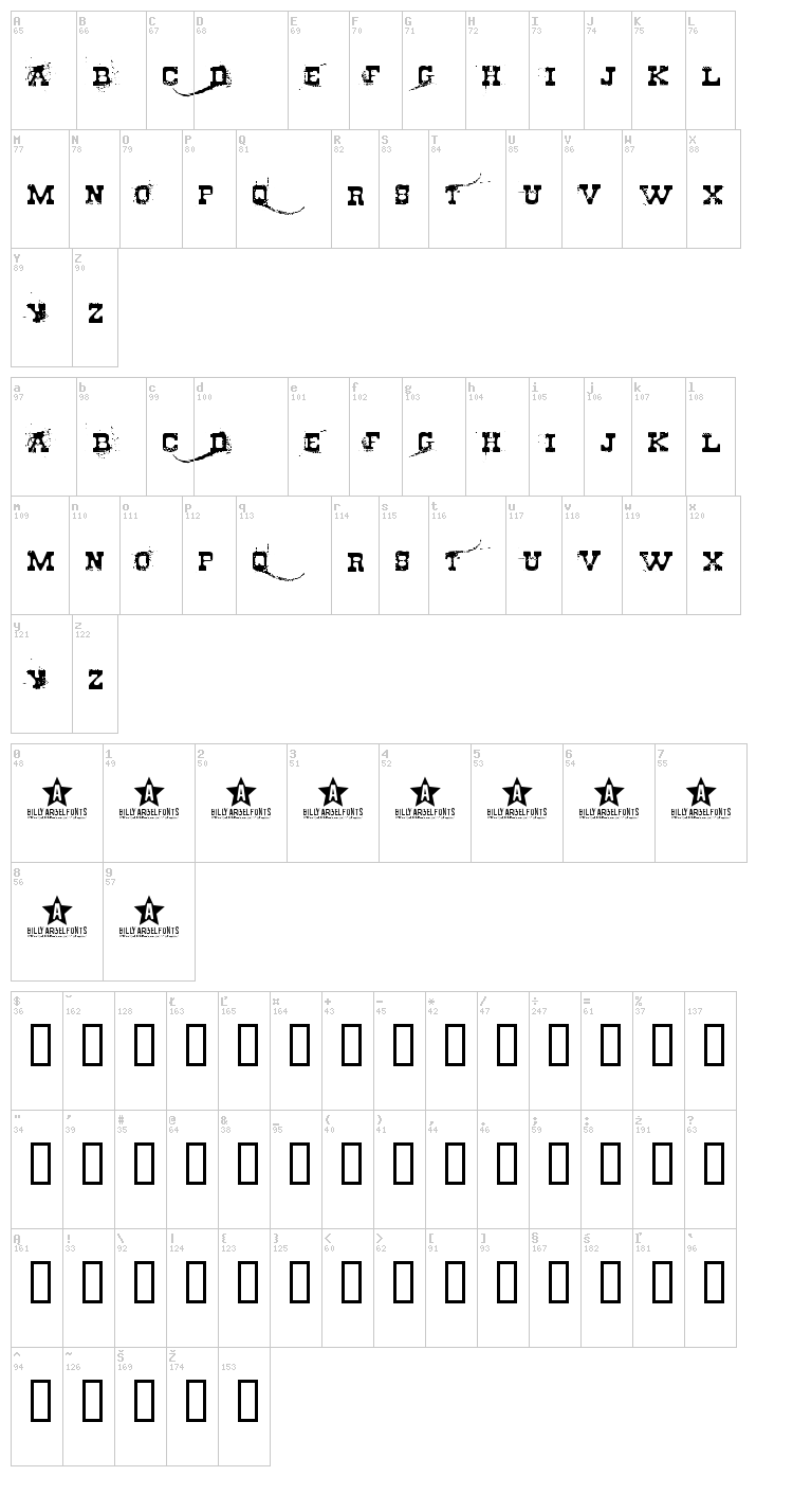 Cheap Stealer font map
