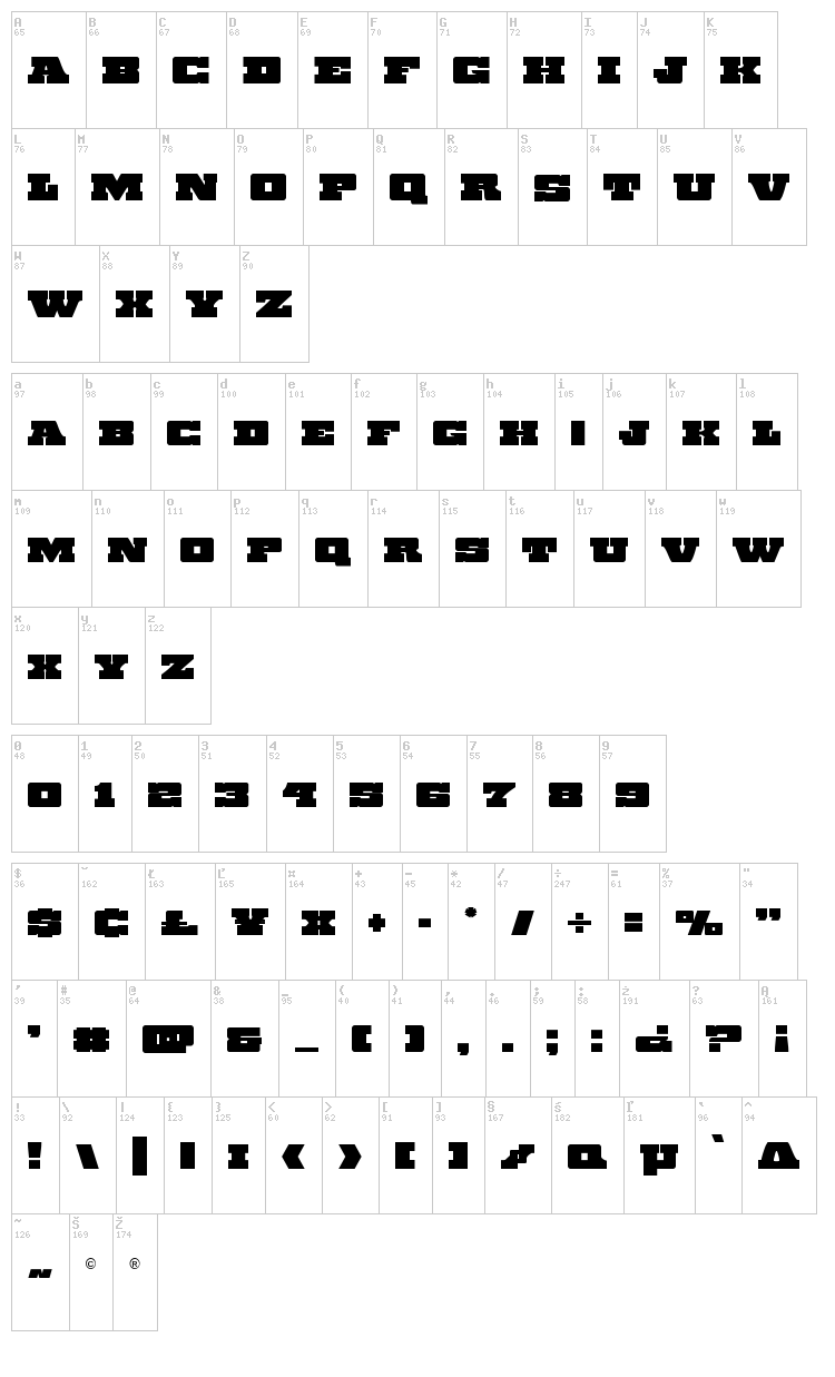 Chicago Express font map