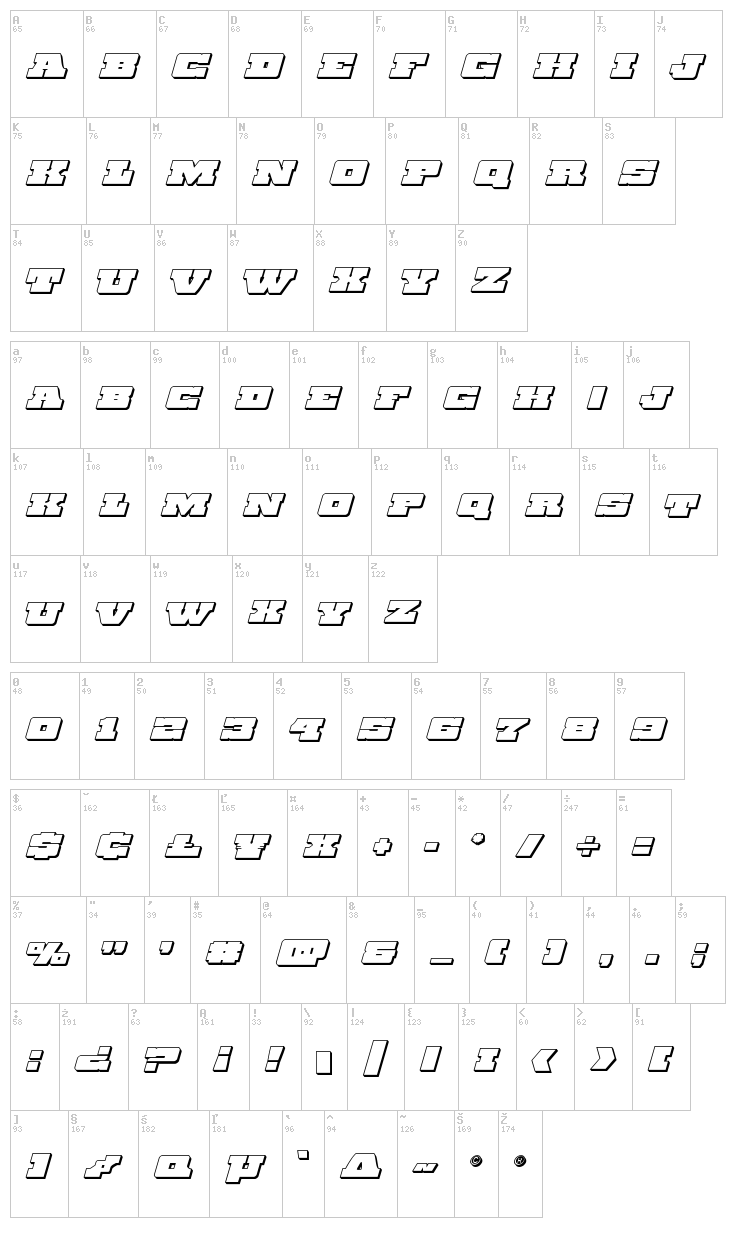 Chicago Express font map