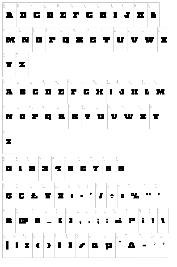 Chicago Express font map