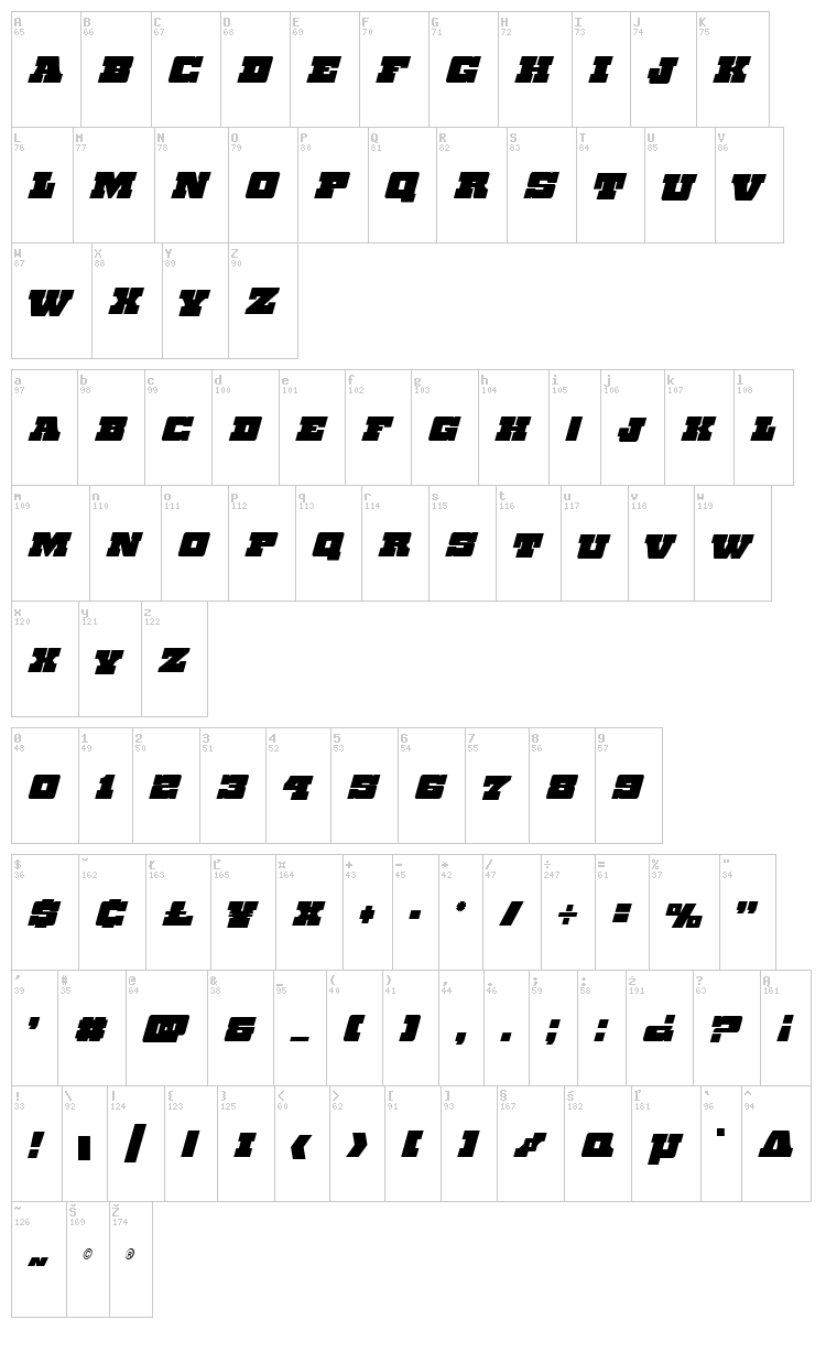 Chicago Express font map
