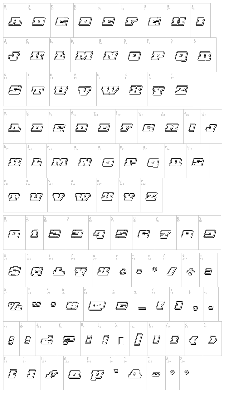 Chicago Express font map